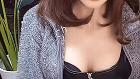 Cute cat-eared crossdresser in Japan keeps stroking hard in solo video