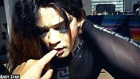 Andy-Star bends over the European trans for rough assfucking in nylon