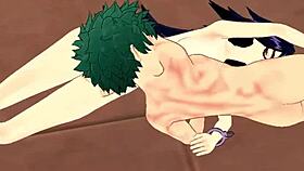 Deku says, 'Midnight, suck my cock in this hentai scene'