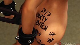 Horny Blonde Slut in Restraints Fucked Hard by Strap-On