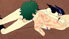 Deku says, 'Midnight, suck my cock in this hentai scene'