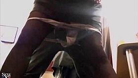 French amateur in black satin dress doggystyle fuck with dirty talk