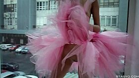 beautiful sveta dancing wearing a pink ballerina tutu dress