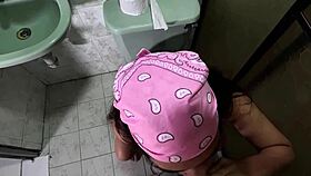 Girlfriend gets fucked in bathroom by university friend who loves her ass