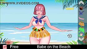 Babe Gets Playful on the Beach Today