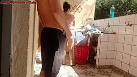 caught stepdaughter in shorts, got horny over her wet pussy