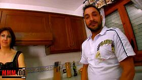 mature housewife ass fucked in kitchen and facial cumshot