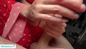 Latina teen 18+ cum on big tits.