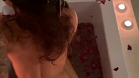 Teen girl lets neighbor pee on her in bath, sucks dick, gets cum on face in pov blowjob fetish