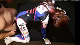 Blindfolded petite d va moans on monster cock in overwatch cosplay, no mercy given