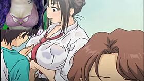 He fucks his two busty neighbors and falls in love in this hentai episode