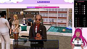Vtuber Lewdneko casually plays through Harem Hotel part 24, enjoying the game