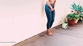 Desperate Asian Tina Locked Out On Balcony