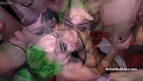 Green Haired Brit Takes Interracial Facials