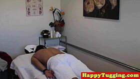 Real Asian Busty Masseuse TUGGING Hard for Clients