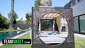 Blonde Babysitter in Lingerie Seduces Boss with Teen 18+ Body to Wreck His Life