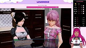 Vtuber Lewdneko casually plays through Harem Hotel part 24, enjoying the game