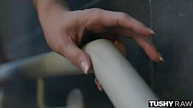 can you believe this curvy brunette gapes her tight ass so wide?