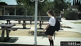 In the gym, the cheating teacher roleplays with his 18yo student in uniform, deepthroating and fucking hard