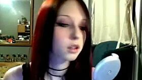 Miss Liz Vicious Performs Cam Show With Big Pink Dildo Masturbation On Her Small Goth Tits