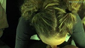 busty milf in pigtails delivers pov blowjob
