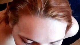 Point of view blowjob with woman on knees