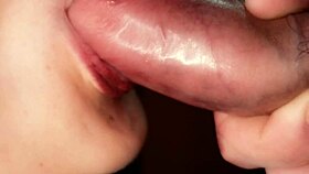 slow motion fetish with red lipstick cum close up