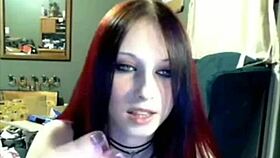 Miss Liz Vicious Performs Cam Show With Big Pink Dildo Masturbation On Her Small Goth Tits