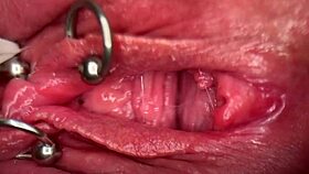 wow, check this macro close-up of my pierced clit and wet pussy... until i pee! 💦