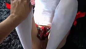 I dress as a schoolgirl and open my legs for a birthday gift.