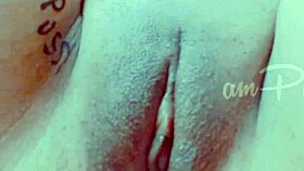 I finger my girlfriend's shaved pussy closeup.
