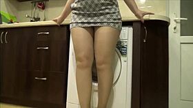 big butts flashing without panties in the hotel room during solo session