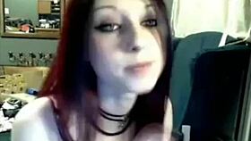 Miss Liz Vicious Performs Cam Show With Big Pink Dildo Masturbation On Her Small Goth Tits