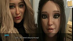 Brunette girlfriend discovers John's secret in homemade 3D anime