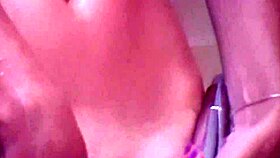 Grace enjoys pink dildo in bathroom