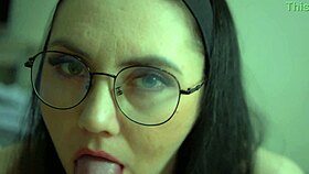 Lecherous wife sucks hard and takes messy cumshot