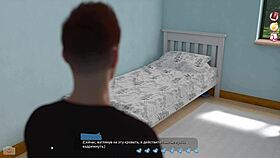 Blonde hottie rides cowgirl in hentai game