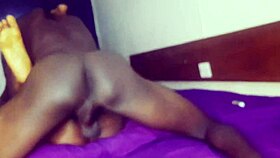 lover raises feet during intense quickie session