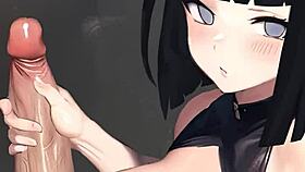 Hinata gives hot handjob in pov