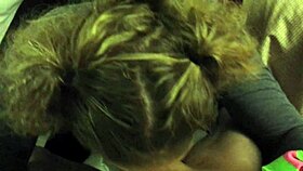 busty milf in pigtails delivers pov blowjob