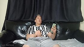 Caught Husband Masturbating, Helped With Creampie!