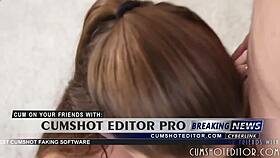 young teen slut gags on monster cock in deepthroat blowjob session