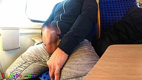 Spontaneous gay cumshot on moving train?