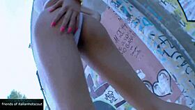 Brunette Girl Fucked Outdoor in Heels, What a Sight!