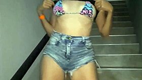 horny latina neighbor begs for creampie on pool stairs