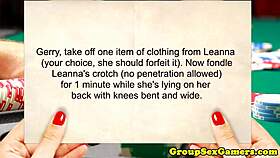 stockings threeway with amateurs getting cummed on in a wild game night.