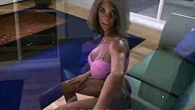 thirsty guest in hentai game gets hard boner on sofa