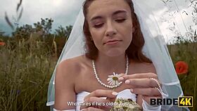 Yo, this pretty brunette bride bangs a shepherd outdoors! 😍