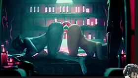 Horny Juno and Ellie fuck ass to ass in tight Mass Effect action