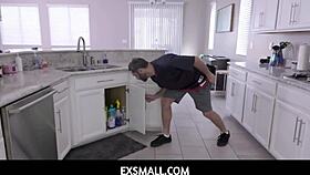 Tiny Nerdy 18+ Girl Trembles Hiding from Massive Cock Fear